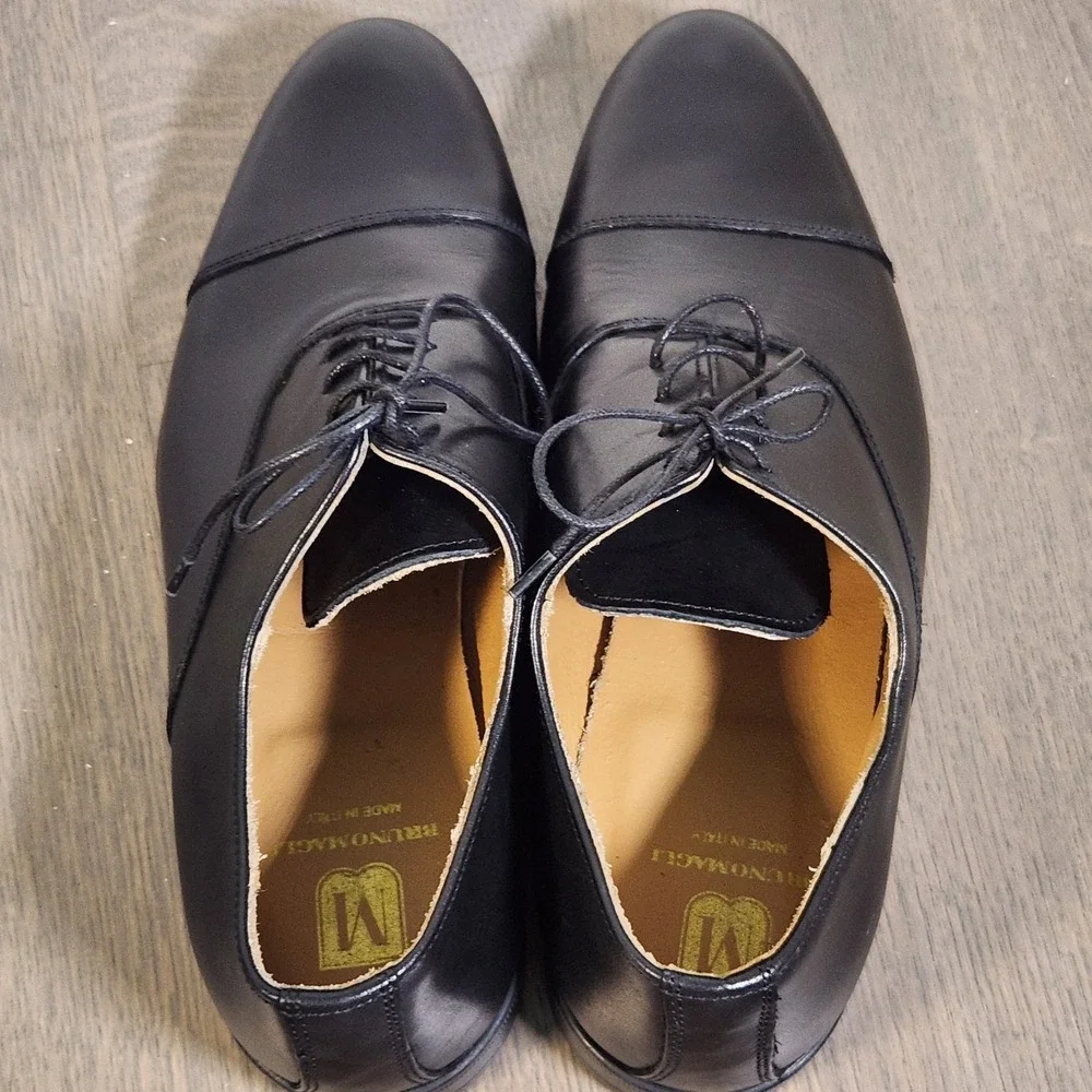 9.5 Bruno Magli Ricci Men's Black Leather Cap Toe Oxford Dress Shoes Worn Once